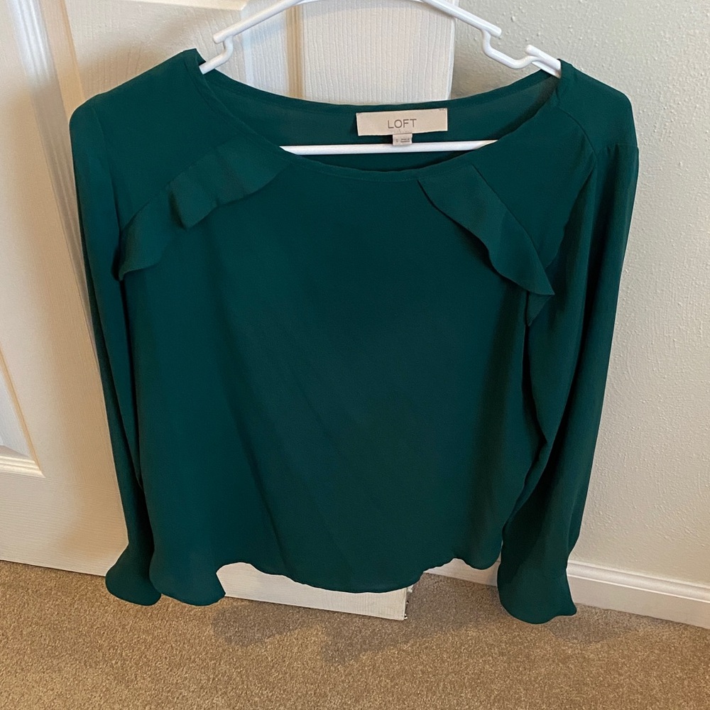 LOFT Women's Green Blouse Size Small
